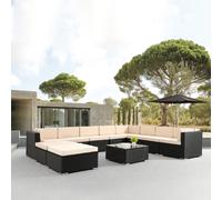 AREBOS® Mobili da giardino in polyrattan set da giardino gruppo salotto nero