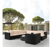 AREBOS® Mobili da giardino in polyrattan set da giardino gruppo salotto nero