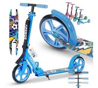 Arebos Monopattino Cityroller blu Monopattino regolabile in altezza | pieghevole | tracolla inclusa | ruote XXL | freno a pedale | per bambini e adulti | carico massimo 100 kg | kick scooter