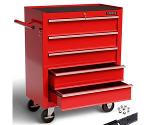 AREBOS Officina Carrello Portautensili Cassetta Degli Attrezzi 5 Cassetti