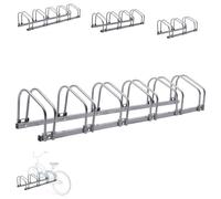 Arebos Portabici per 6 biciclette, supporto multiplo con distanza tra le ruote di 21 cm, supporto per bicicletta per pneumatici da 35 - 60 mm, supporto per ruote da 160 x 30 x 26 cm
