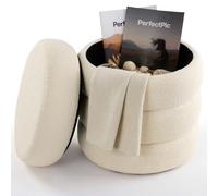 AREBOS Pouf contenitore Ø42 cm | Bouclé | Pouf imbottito | 120 kg