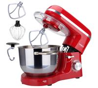 Arebos Impastatrice Robot da Cucina 1500W | Rosso | Mixer Cucina 6L | Basso Rumore | Multifunzione Impastatore Planetario Professionale con Ganci, Frullare | 6 Velocità con Impulso Regolabile