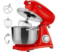 AREBOS Robot da Cucina 1800W 6L Ciotola in Acciaio Inox 6 Gradini Silenzioso Rosso - rosso acciaio 4260627427901