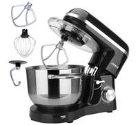 Arebos Impastatrice Robot da Cucina 1500W | Nero | Mixer Cucina 6L | Basso Rumore | Multifunzione Impastatore Planetario Professionale con Ganci, Frullare | 6 Velocità con Impulso Regolabile