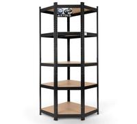 AREBOS Scaffale Angolare 875kg 5 Ripiani Acciaio MDF Nero Garage Forte Stabile
