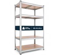AREBOS Scaffale metallo garage 90x60x200 cm | 875 kg | componibile | Scaffalatura metallica componibile per garage e cantina | scaffale alto 200 cm, profondità 60 cm | portata 875 kg