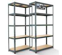 AREBOS Set 2 Scaffali per Carichi Pesanti 180x90x40 cm | Capacità 875 kg | 5 Pannelli MDF | Sistema a Incastro Facile da Montare | Scaffale per Magazzino, Cantina e Officina | Antracite