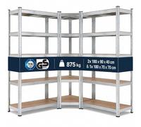 AREBOS Set 3 Scaffali per Carichi Pesanti | Scaffale ad Angolo | 875 kg | Combinazione scaffali ad angolo | sistema a innesto | robusta struttura in metallo | fino a 875 kg