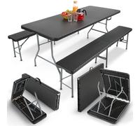 AREBOS set da tavolo da birra pieghevole con panche per festa campeggio giardino