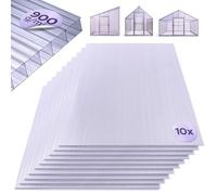 Arebos Set di 10 lastre a doppia parete | 121 x 60,5 cm | lastre in policarbonato di 6 mm di spessore | resistenti ai raggi UV | 900 g/m² | trasparenti | per serre, tettoie, telai frigoriferi