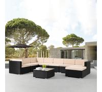AREBOS® Set di mobili da giardino in polyrattan gruppo salotto nero