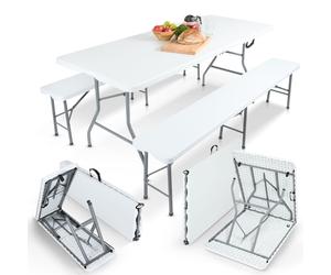 AREBOS Set Tendone Set da Tavola da Birra Tavolo da Campeggio Pieghevole