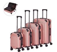 Arebos S-M-L-XL - Set di 4 valigie da viaggio, con chiusura lampo, ruote a 360°, oro rosa., 76.0 Zentimeter, Valigetta rigida