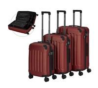 Arebos S-M-L-XL - Set di 4 valigie da viaggio, con chiusura lampo, ruote a 360°, Colore: rosso, 49.0 x 30.0 x 76.0 centimeters