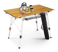 AREBOS Tavolo da campeggio pieghevole 90 x 51,5 cm | tavolo pieghevole regolabile in altezza 47-69 cm | accessori da campeggio, giardino, barbecue, picnic | tavolo da viaggio con borsa di trasporto