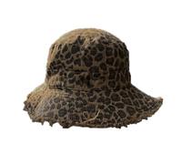 Arecobticy Cappello da sole retrò unisex leopardi modello a tesa larga per esterni protezione dal sole copricapo con stampa animalier primavera o cappello alla moda leopardi stampa secchio, cachi
