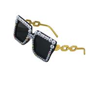 Arecobticy Occhiali da sole vintage con montatura oversize lenti polarizzate leggere perle per compleanno ragazza tonalità moda elegante vacanza al mare, C