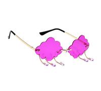 Arecobticy Punk Nuvole E Nappe Occhiali Da Sole Trendsetters Per Abito Vacanza Telaio Senza Cornice Tonalità Rock Frameless Montatura Unisex Nuvola Forma Occhiali, Cornice Oro Viola an