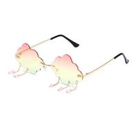 Arecobticy Punk Nuvole E Nappe Occhiali Da Sole Trendsetters Per Abito Vacanza Telaio Senza Cornice Tonalità Rock Frameless Montatura Unisex Nuvola Forma Occhiali, Triangolo Oro