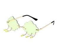 Arecobticy Punk Nuvole E Nappe Occhiali Da Sole Trendsetters Per Abito Vacanza Telaio Senza Cornice Tonalità Rock Frameless Montatura Unisex Nuvola Forma Occhiali, Cornice Oro Verde Lei