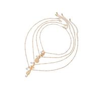 Arecobticy Set di 4 collane leggere a tema marino, con ciondolo a forma di tartaruga, cavalluccio marino e perle, idea regalo