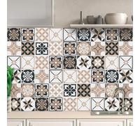 AREDE 32 Pz Adesivi per Piastrelle Bagno e Cucina 10 x 10 cm Autoadesivo Decorazione Adesivo murale in PVC Impermeabile Adesivi Parete mattonelle mosaico stile / T1027