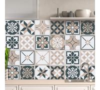 AREDE 32 Pz Adesivi per Piastrelle Bagno e Cucina 15 x 15 cm Autoadesivo Decorazione Adesivo murale in PVC Impermeabile Adesivi Parete mattonelle mosaico stile / T1027