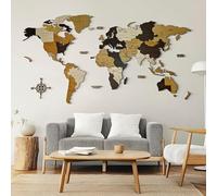 AREDE - Mappa del Mondo in Legno 3D da Parete -120 x 75 cm - Decorazione Murale Moderna per Soggiorno, Ufficio, Camera da Letto - Idea Regalo Originale - Design Elegante con Dettagli Precisi