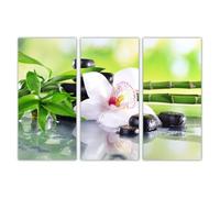 AREDE Set di 3 Stampe da Parete Quadri Moderni Decorazioni da Muro per Casa Soggiorno Camera da Letto e Cucina Orchidea bianca e bambù| 90 x 60 cm | Pronto da appendere