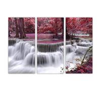 AREDE Set di 3 Stampe da Parete Quadri Moderni Decorazioni da Muro per Casa Soggiorno Camera da Letto e Cucina Rosa e Cascata bianca| 90 x 60 cm | Pronto da appendere
