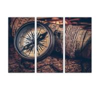 AREDE Set di 3 Stampe da Parete Quadri Moderni Decorazioni da Muro per Casa Soggiorno Camera da Letto e Cucina Bussola vintage| 90 x 60 cm | Pronto da appendere