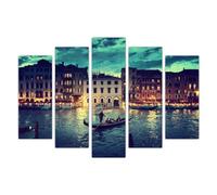 AREDE Set di 5 Stampe da Parete Quadri Moderni Decorazioni da Muro per Casa Soggiorno Camera da Letto e Cucina Canale di Venezia| 120 x 80 cm | Pronto da appendere