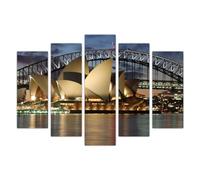 AREDE Set di 5 Stampe da Parete Quadri Moderni Decorazioni da Muro per Casa Soggiorno Camera da Letto e Cucina Teatro dell'Opera di Sydney| 120 x 80 cm | Pronto da appendere