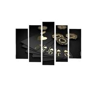 AREDE Set di 5 Stampe da Parete Quadri Moderni Decorazioni da Muro per Casa Soggiorno Camera da Letto e Cucina Carte da poker Royal Flush e fiches| 120 x 80 cm | Pronto da appendere