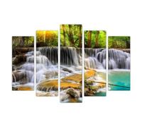 AREDE Set di 5 Stampe da Parete Quadri Moderni Decorazioni da Muro per Casa Soggiorno Camera da Letto e Cucina Cascate nella foresta| 120 x 80 cm | Pronto da appendere