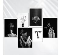 AREDE Set di 6 Stampe da Parete Quadri Moderni Decorazioni da Muro per Casa Soggiorno Camera da Letto e Cucina ''Ritratti In Bianco E Nero''| 4 x A4 (21x30cm) + 2 x A5 (15x21cm) | senza Cornici