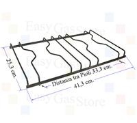 Areilos Xper Griglia per Cucina a Gas 2 Fuochi Smaltata Nera 41,2 X 25.4 cm.