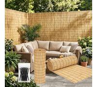 Arella Frangivista Balcone, Copertura Frangivista Oscurante In Bambù, Antistrappo Recinzione Decorativa Per Esterni Giardino Patio 80x500cm 100x350cm(Beige)