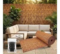 Arella Frangivista Balcone, Copertura Frangivista Oscurante In Bambù, Antistrappo Recinzione Decorativa Per Esterni Giardino Patio 80x500cm 100x350cm(Marrone)