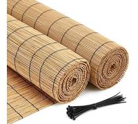 Arella in Canna Naturale Canniccio Frangivista per Giardino Balcone, Carbonizzato Ø 6-10mm, Stuoia Ombreggiante, Rilegata con Filo Nylon Resistente, Recinzione 1.2x5m(Naturale,122x823cm(4x27ft))