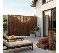 Arella in Canna Naturale Carbonizzata, Canniccio Frangivista e Ombreggiante per Giardino, Balcone e Terrazza, Stuoia con Filo di Nylon Resistente e Duraturo, 1.52x5 M(Marrone,1.83 m H x 3.35 m L)