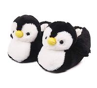ARELUX Scarpe da donna carine Penguin Animal Slippers Novelty Cozy Fuzzy Slippers Soft Plush Winter Warm House, Nero, 5-8