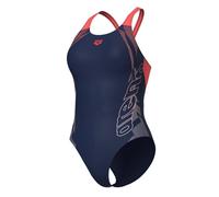 ARENA Costume da bagno Gleam V Back da donna in materiale Maxfit Eco resistente al cloro e all'acqua salata, Blu, 42