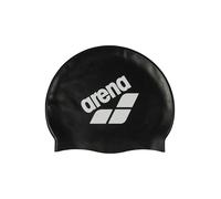 Arena Cuffia da nuoto unisex in silicone con logo grande, per donne e uomini, fitness, nuotatori, allenamento intensivo, resistente, morbida, elastica, colore: nero/bianco