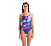 Arena Feel Women’s Bloom Swim PRO Back Athletic Built in Bra One Piece Swimsuit Costume Intero, Blu Marino/Blu Marino/Rosa Brillante, 42 Donna