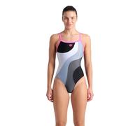 ARENA Feel Women's Multi Slices Light Drop Back Swimsuit One Piece Bathing Suit Costume da Bagno Un Pezzo da Donna, Nero/Bianco/Schiuma di Mare/Asfalto, 48