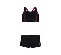 Arena Costume Intero Piscina Due Pezzi Energy Nero Rosso Bambina 6-7 Anni