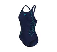 Arena Graphic V Back Costume da Bagno Intero, Donna, Blu (Navy/Martinica), 42
