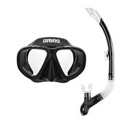 arena Kit da Snorkeling Premium Bambino Unisex, Set Maschera e Boccaglio, Doppia Lente Nitida Ideale per Mare e Piscina, Regolazione di Precisione con Fibbia, Nero